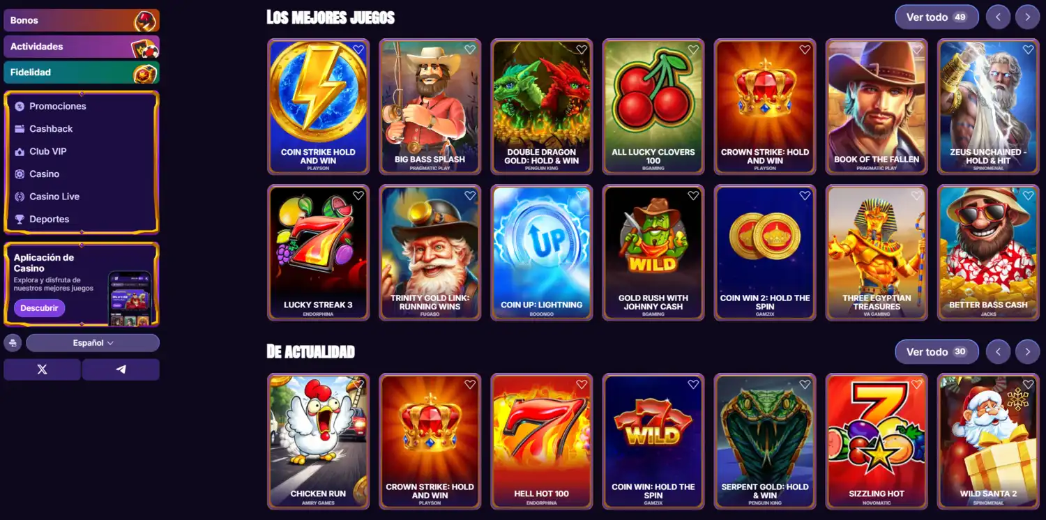 Página de inicio de CasinoBossy