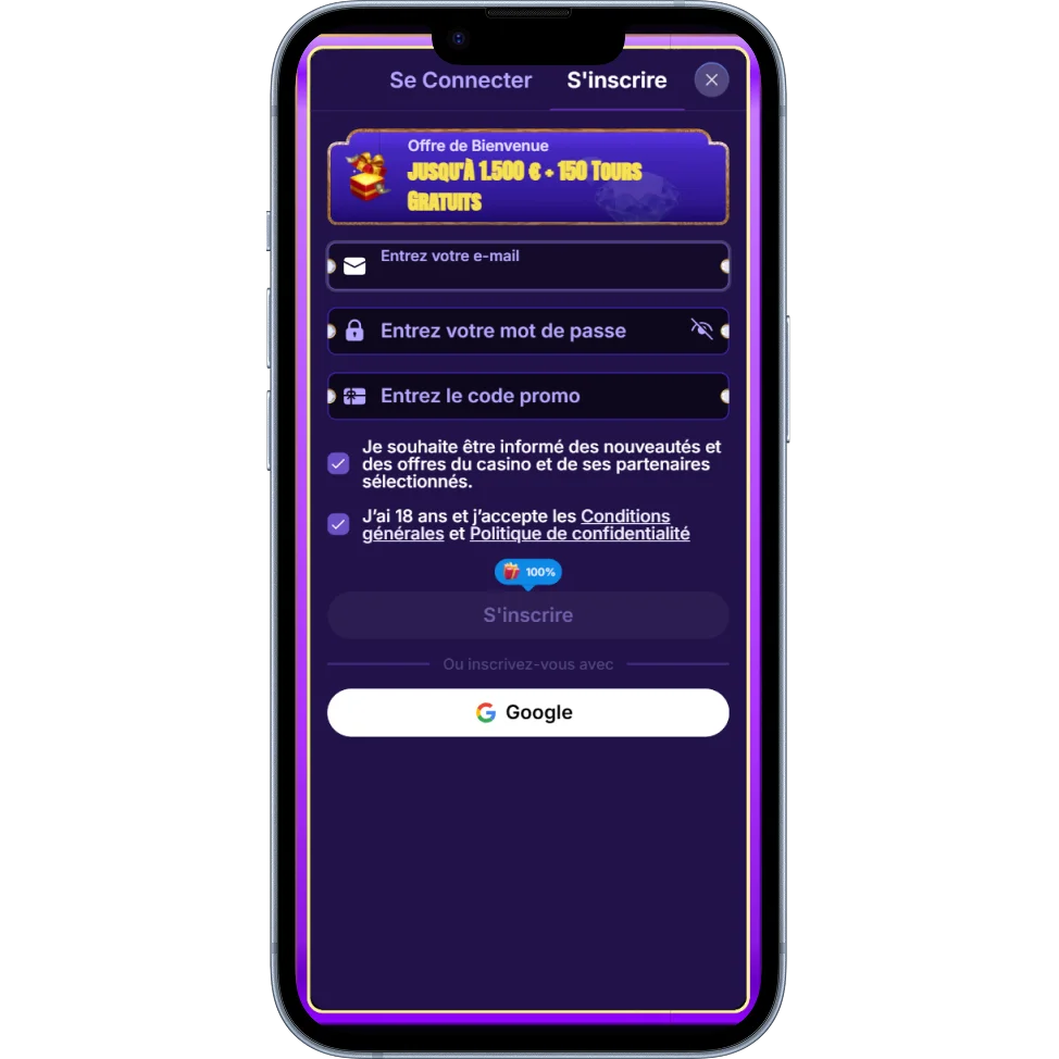 Inscription sur CasinoBossy